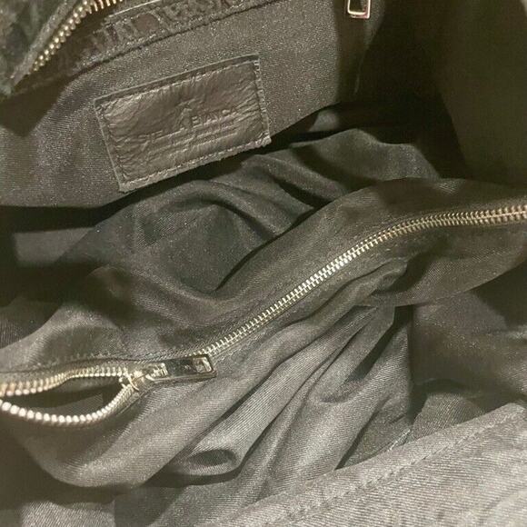 STELLA BIANCA SATCHEL CROSSBODY BAG MADE IN ITALY TOOLED EMBOSSED BLACK LEATHER - Picture 8 of 13